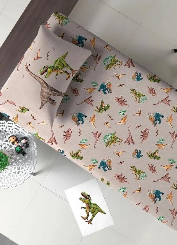 Jogo de Cama Malha Dino Solteiro 2 Peças
