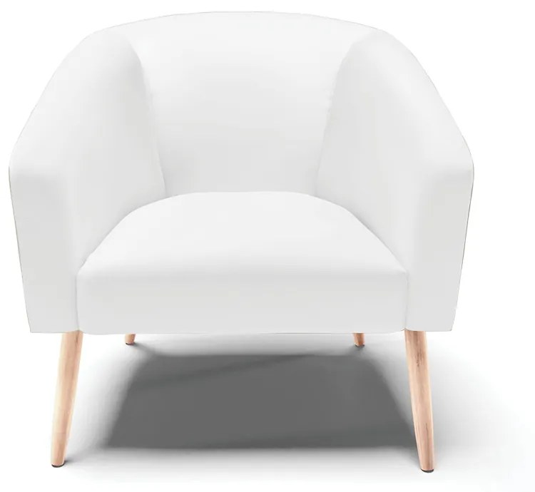 Poltrona Decorativa Pé Palito Natural Kit 2 Stella Sintético Branco D03 - D'Rossi