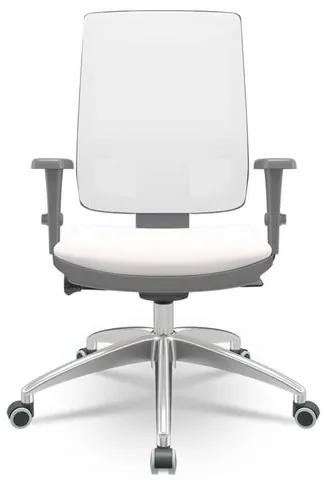 Cadeira Brizza Diretor Grafite Tela Branca com Assento Vinil Eco Branco Base Autocompensador Aluminio - 65807 Sun House