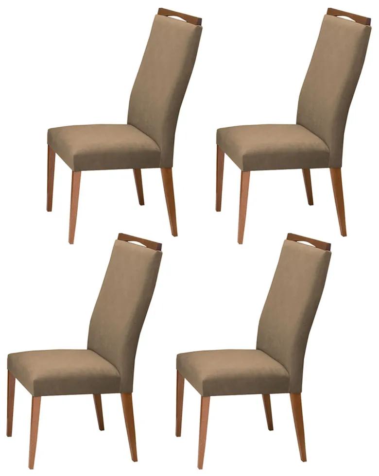 Conjunto 4 Cadeira Decorativa Lívia Veludo Cappuccino