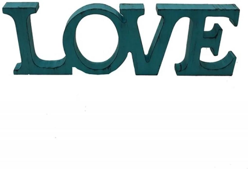 Placa Decorativa Letreiro Love em Resina 10x21x2cm Cor Verde