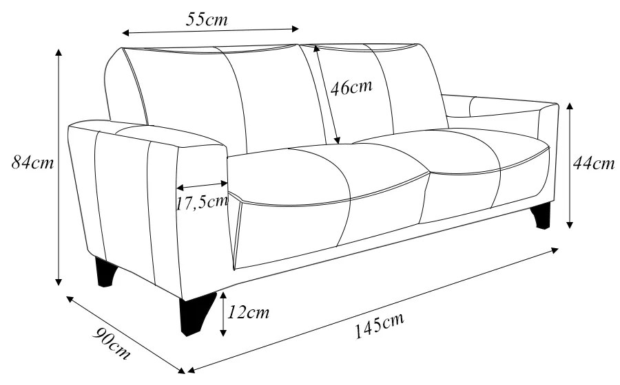 Sofá Decorativo Emily 2 Lugares Sala de estar 145cm Pés em Eucalipto Couro Creme G40 - Gran Belo