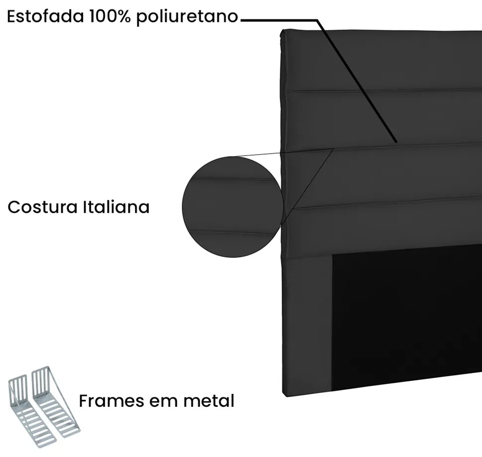 Cabeceira La Italiana Para Cama Box Solteiro 90 cm Suede Preto - D'Rossi