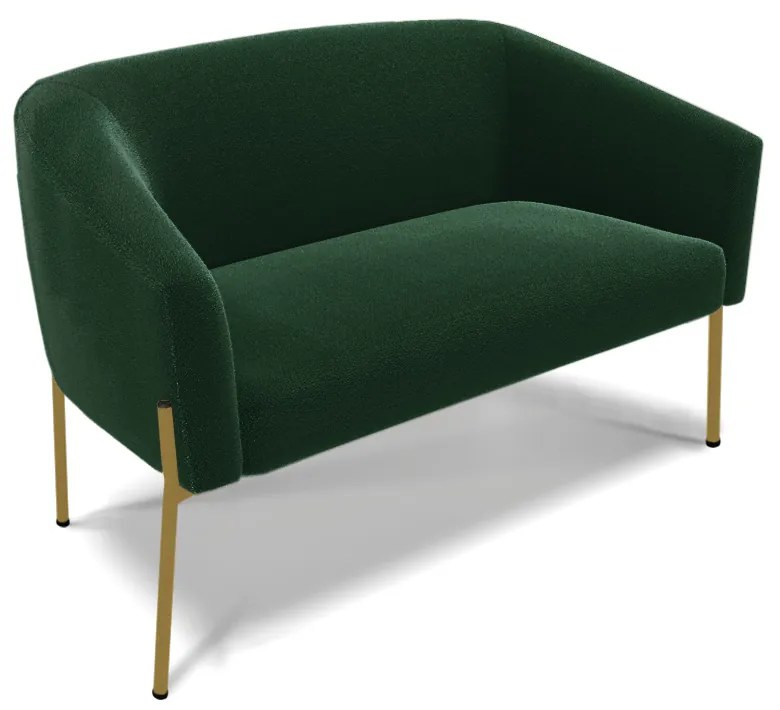 Sofá 2 Lugares Namoradeira Pé de Ferro Dourado Stella Bouclê D03 - D'Rossi - Verde