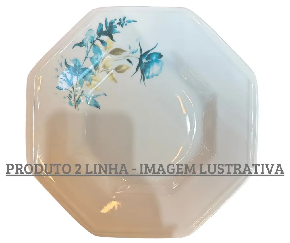 Prato Fundo 24Cm Porcelana Schmidt - Dec. Acqua Blue 2º Linha