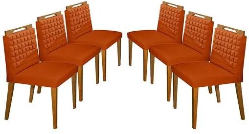 Kit 6 Cadeiras de Jantar Estofada Ocre em Veludo Birlik