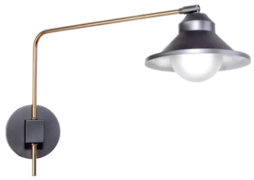 Arandela Haste Articulada Cúpula Aluminio Retro 12X58X31Cm Metal E Vid... (COBRE FOSCO, AMBAR)