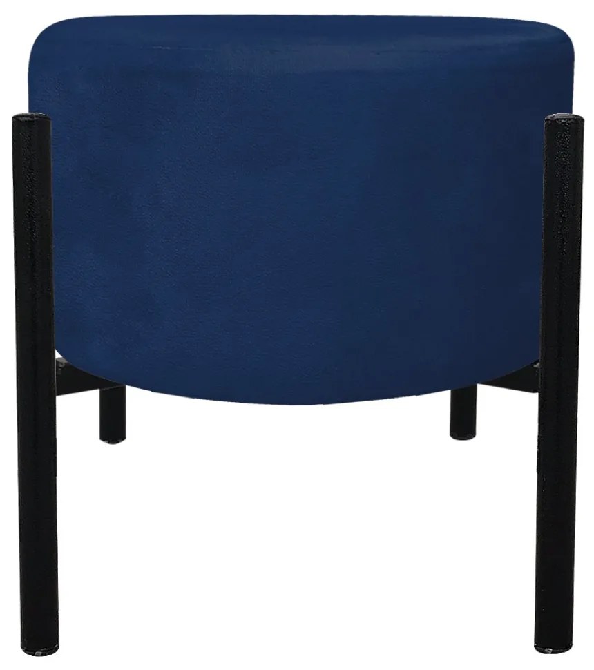 Puff Banqueta Decorativo Industrial Preto Kit 2 Iron Suede D03 - D'Rossi - Azul Marinho