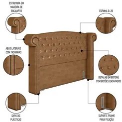 Cabeceira Cama Box Queen 160cm Provença P02 Sintético Caramelo - Mpoze