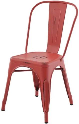 Cadeira Iron Tolix Sem Braco Vintage Vermelha - 28344 Sun House