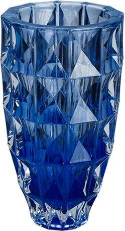 Vaso Diamond em Cristal Azul Ecológico - 16x28cm