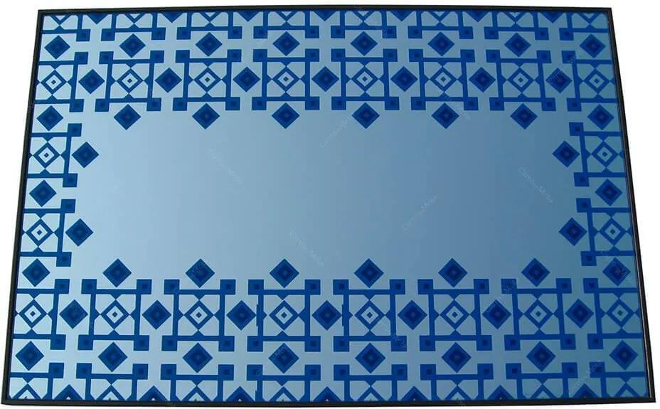 Espelho Indigo Losangos Azul em Vidro - Urban - 60x40 cm