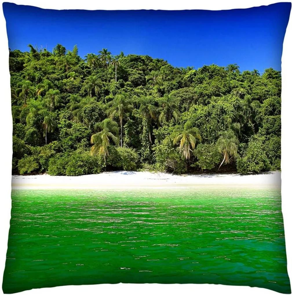 Almofada Colours Creative Photo Decor Praia e mar - tamanho 45 x 45 cm Verde