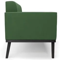 Sofá Namoradeira e 2 Poltronas Base Madeira Preto Ana Suede Verde - Ib