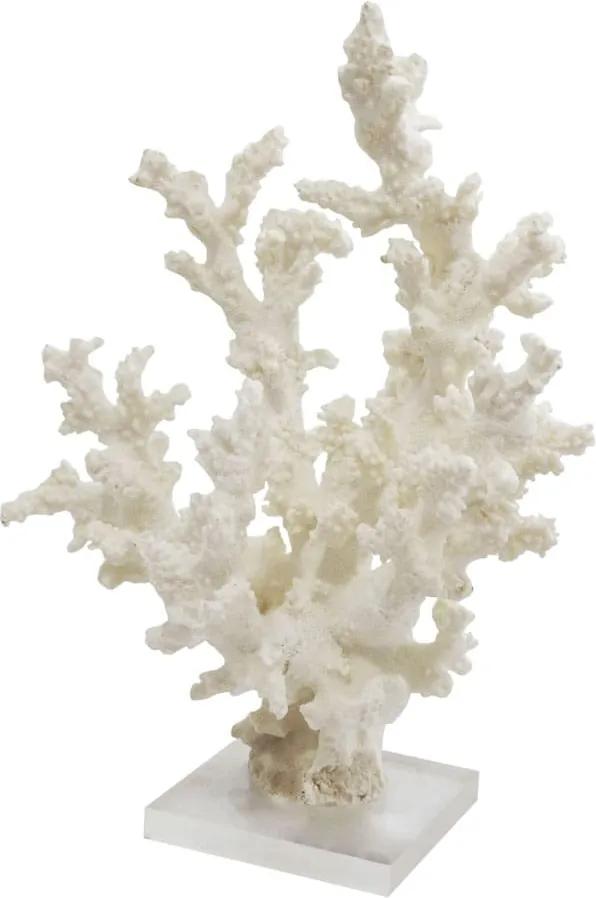 Escultura de Coral em Resina Branca e Base em Acrílico - 33x22x10cm