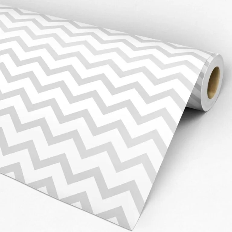 Papel de Parede Chevron Cinza e Branco