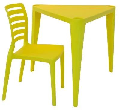 Conjunto de Mesa e Cadeira Tramontina Sofia Infantil Amarela em Polipropileno e Fibra de Vidro 2 Peças
