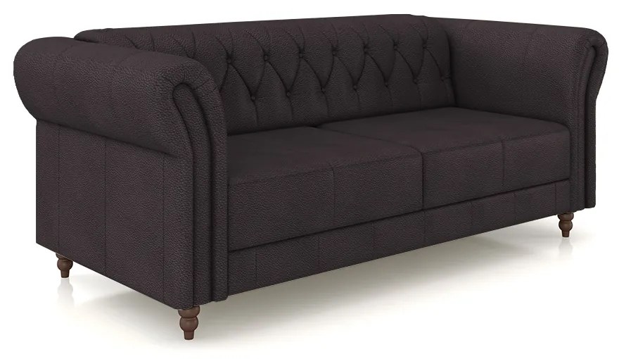 Sofá Living Sala de Estar Stanford Chesterfield 2 Lugares 180cm Pés de Madeira Couro Borgonha G58 - Gran Belo