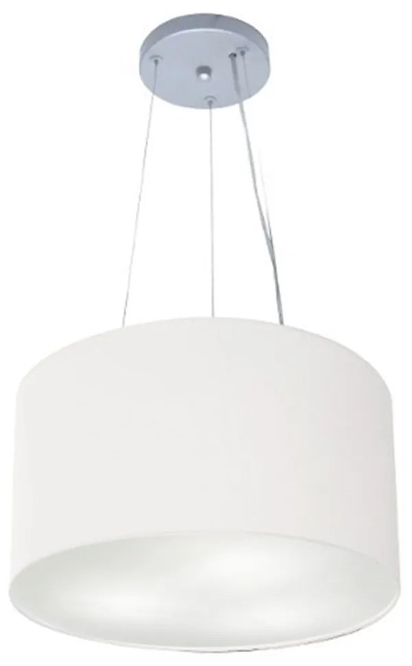 Lustre Pendente Cilíndrico Md-4182 Cúpula em Tecido 40x25cm Branco - Bivolt