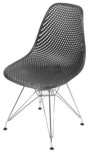 Cadeira Eames Furadinha cor Preto com Base Cromada - 54703 Sun House