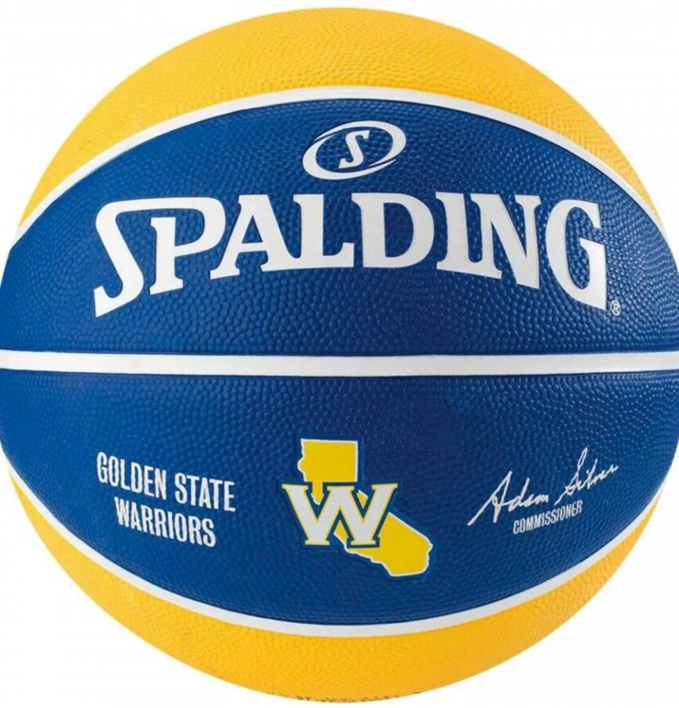 Bola de Basquete Spalding - NBA Time Golden State Warriors - Borracha - Azul/Amarelo