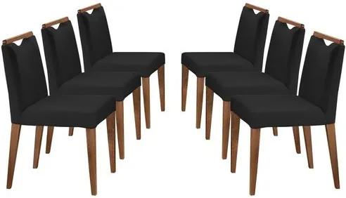 Kit 6 Cadeiras de Jantar Estofada Preta em Veludo Edam