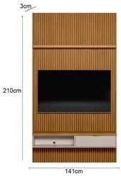 Painel Ripado para TV 60 Pol. com Bancada 141cm Prime L06 Nature/Off W