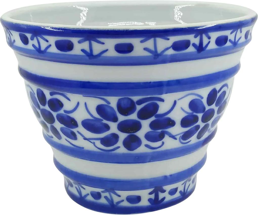 Vaso Cachepot em Porcelana Azul Colonial 11,5 cm