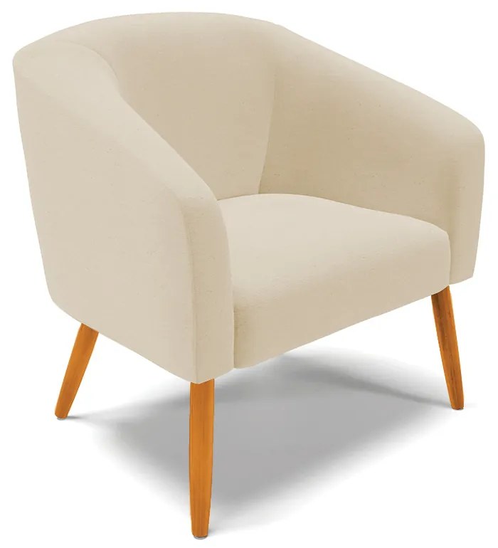 Poltrona Decorativa Pé Palito Castanho kit 2 Stella Linho D03 - D'Rossi - A27 Areia