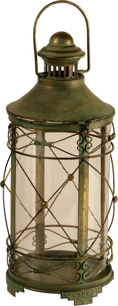 Lanterna Decorativa de Metal Envelhecido e Vidro Akka