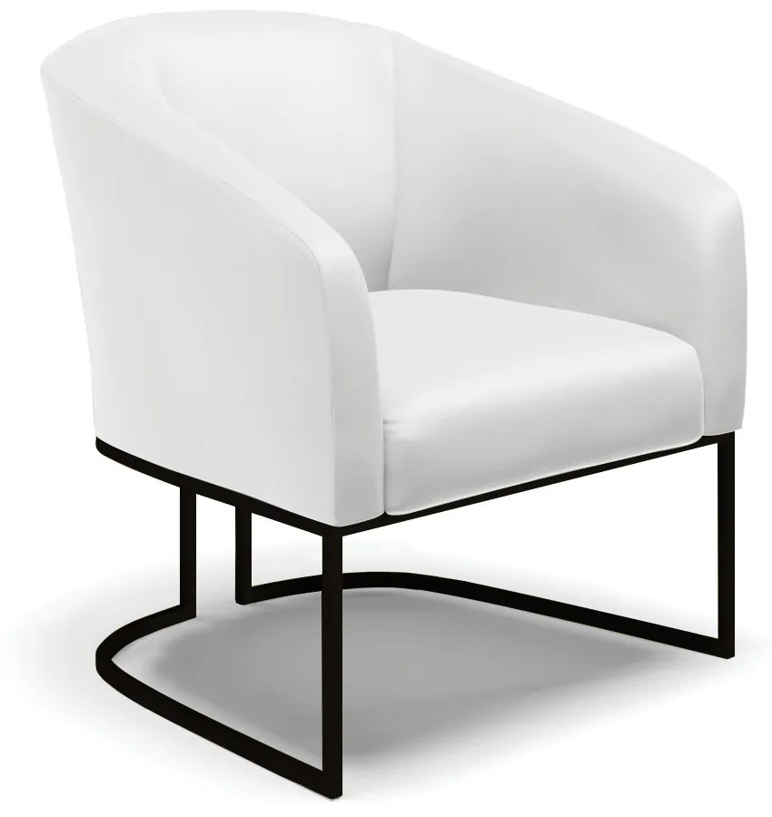 Sofá Namoradeira e Poltrona Base Industrial Preto Stella Sintético D03 - D'Rossi - Branco