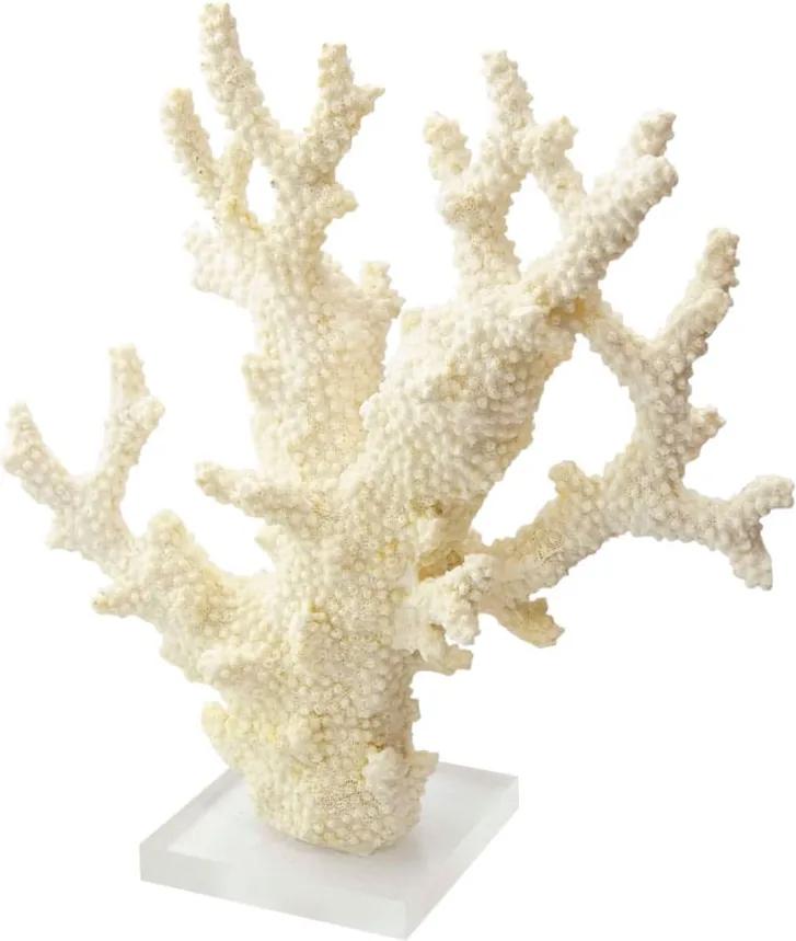 Escultura de Coral em Resina Branca e Base em Acrílico - 30x27x10cm