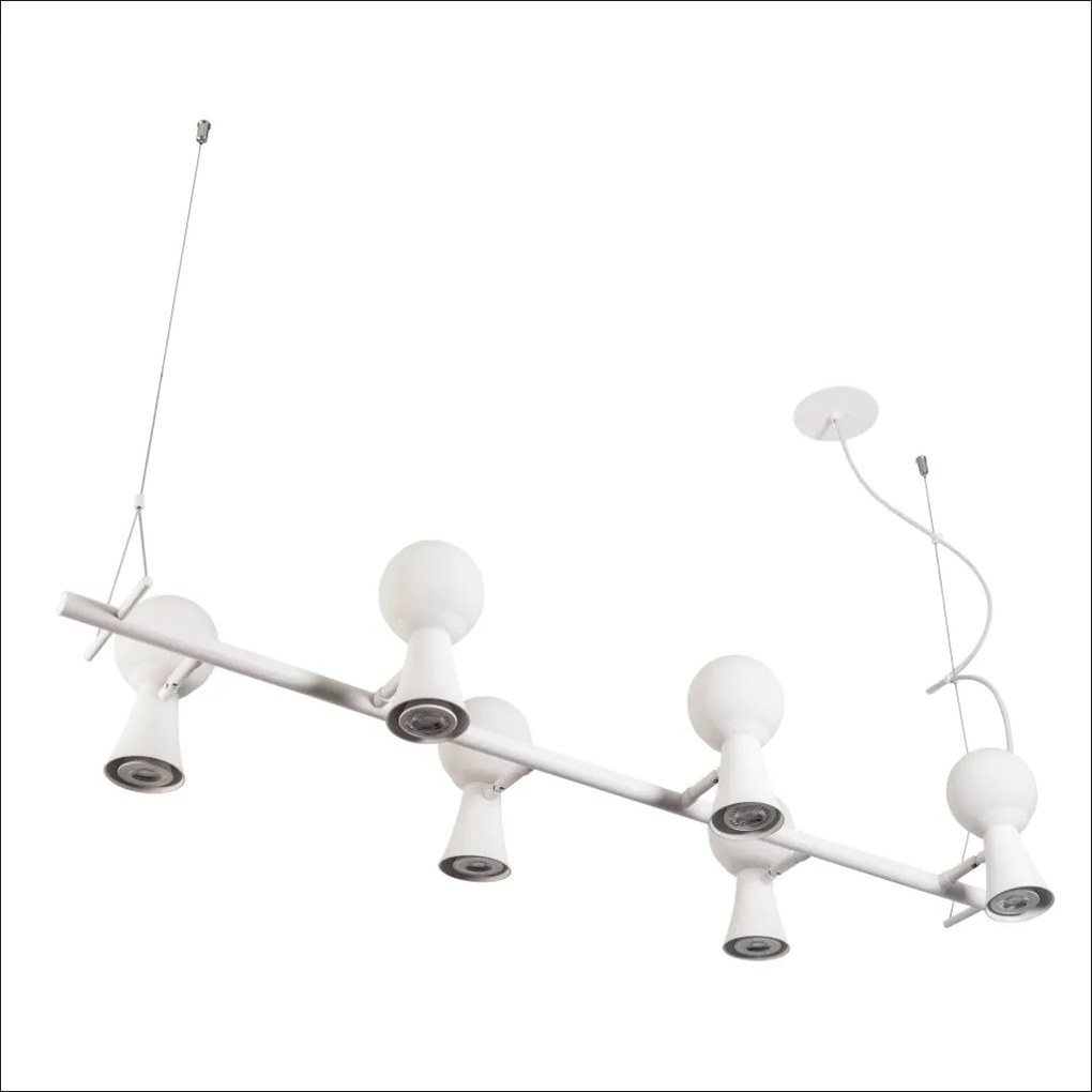 Pendente Dirham 114X32,4X18,6Cm 6Xg9 + 6Xmr16 Alumínio E Globo Ø10Cm |... (PT - Preto Texturizado, AMBAR)