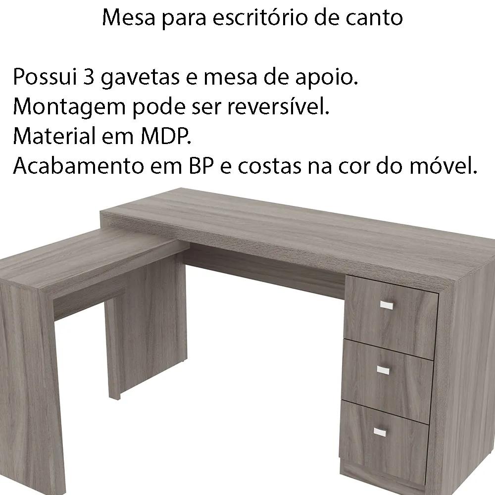 Mesa para Escritório Home Office ME4101 MDP Carvalho G69 - Gran Belo