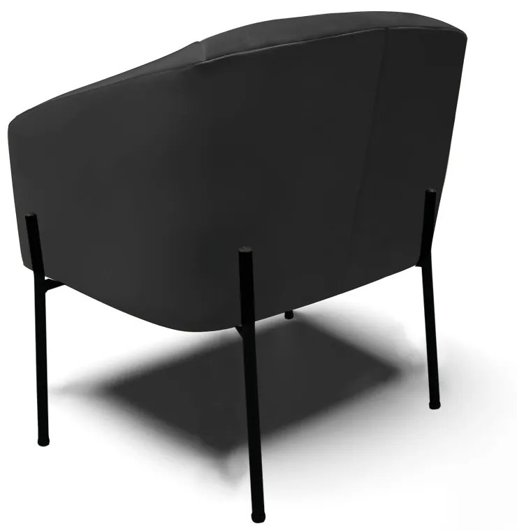 Poltrona Decorativa Pé de Ferro Preto Kit 2 Stella Sintético D03 - D'Rossi - Preto