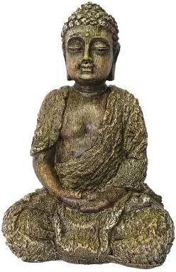 Buda com Efeito Madeira em Resina Pequeno (23cm)