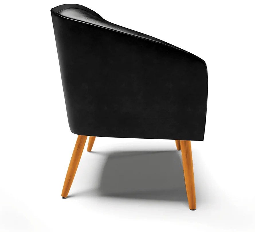 Poltrona Decorativa Pé Palito Castanho Stella Sintético PU D03 - D'Rossi - Preto