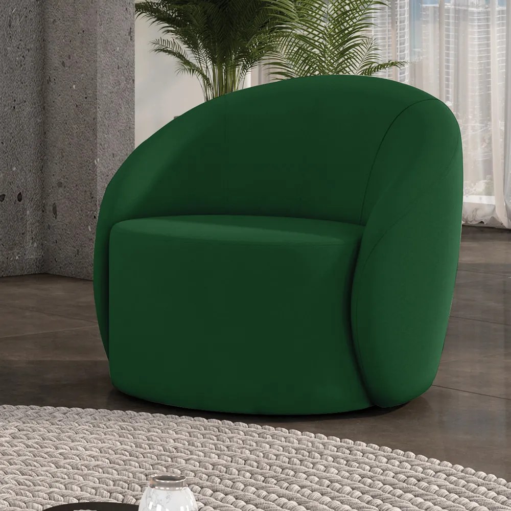 Poltrona Decorativa Orgânica Lua Suede D03 - D'Rossi - Verde