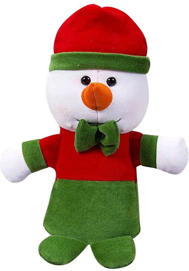 Boneco da Neve Natal Plush Pequeno Vermelho Verde Laço