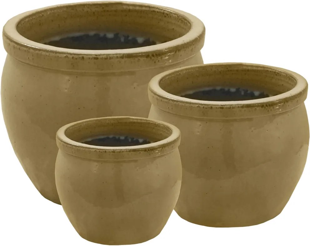 Conjunto de Vasos Vietnamitas em Cerâmica Areca - 3 Peças