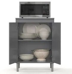 Balcão de Cozinha com Tampo 2 Portas 61cm Italy Cinza - EJ Móveis