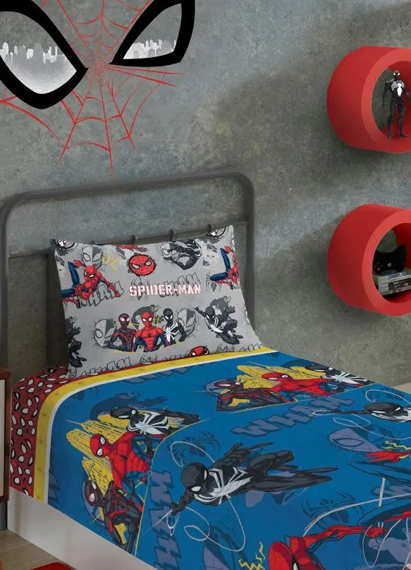 Jogo de Cama Solteiro Spider Man Azul