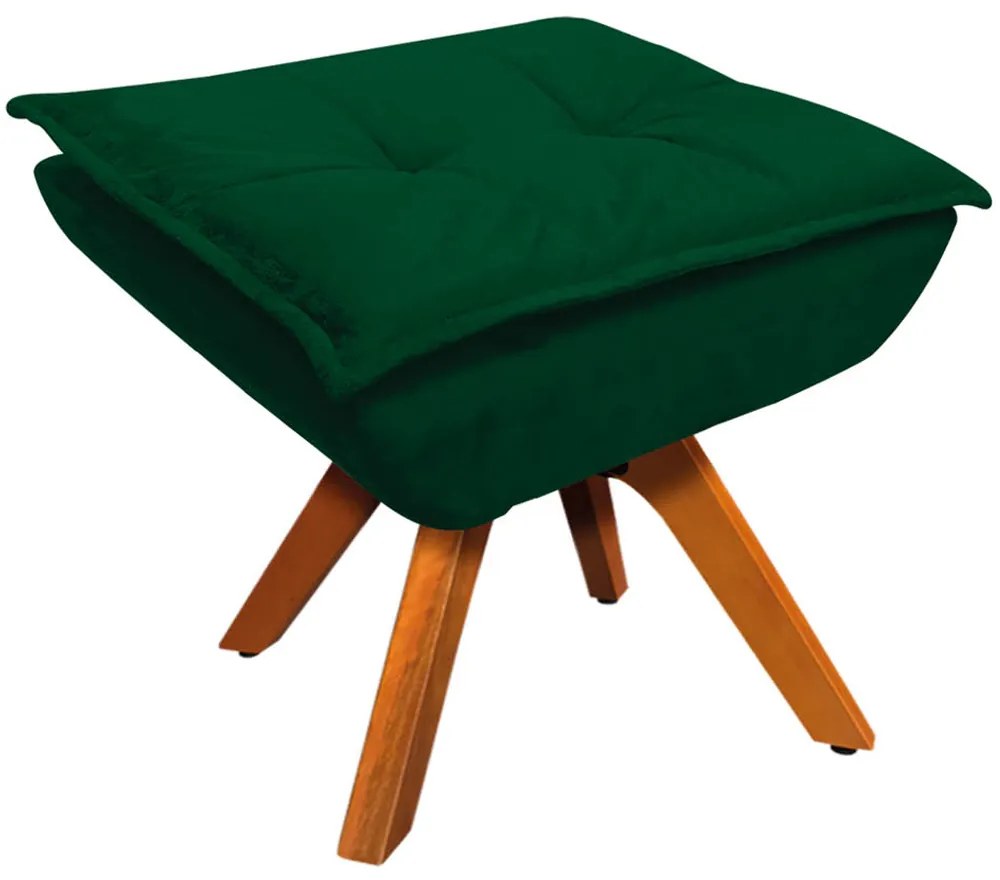 Puff Decorativo Base Giratória em Madeira Charger Suede Verde G19 - Gran Belo