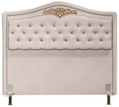 Cabeceira Cama Box Casal 140cm com Tachas Imperial Veludo J02 Bege - M