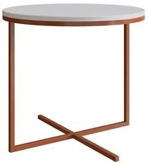 Mesa de Centro Redonda Média Volpi 24815 Branco Base Cobre - Artesano