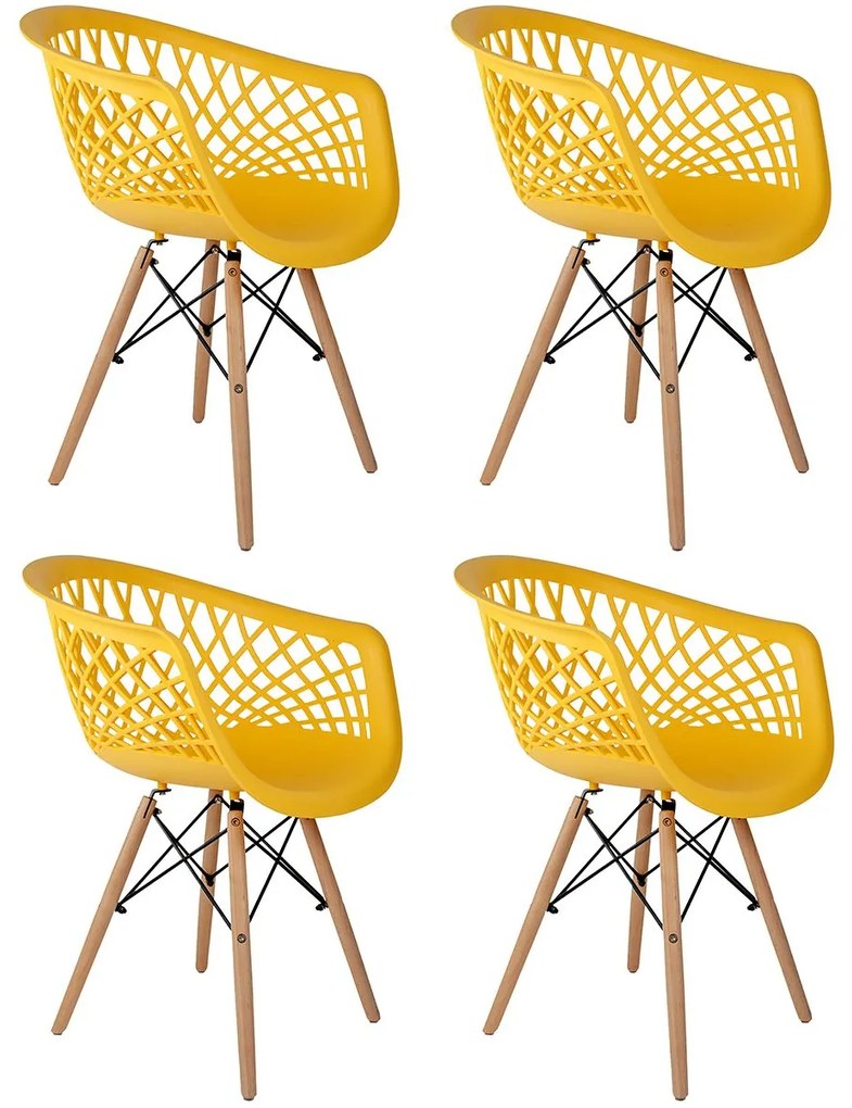 Conjunto 4 Cadeiras Web Amarela Dsw - Empório Tiffany