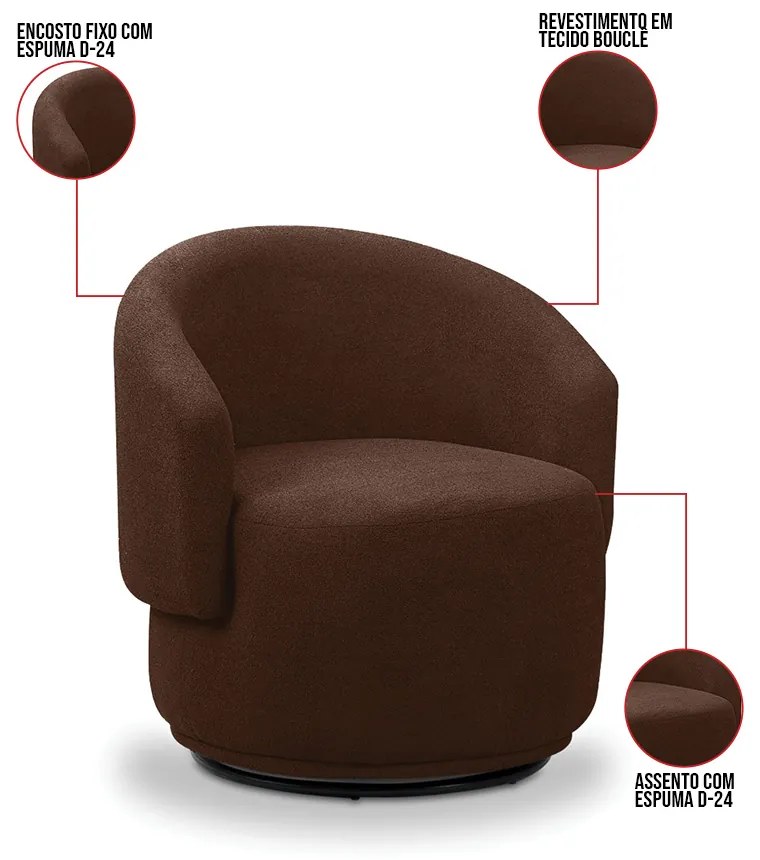 Poltrona Decorativa Orgânica Névoa Bouclê E03 - D'Rossi - Marrom