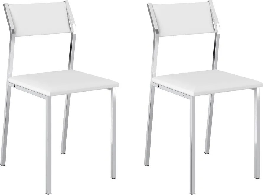 Cadeiras para Cozinha Kit 2 Cadeiras 1709 Branco/Cromado - Carraro Móveis