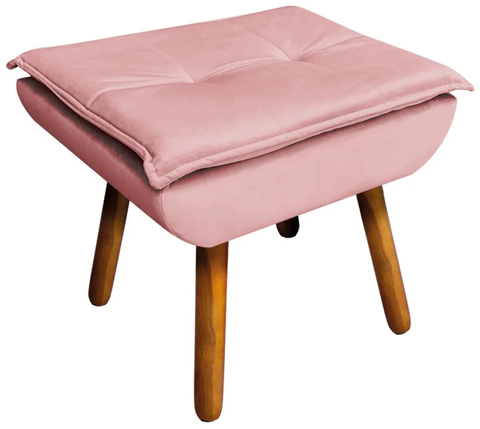 Puff Banqueta Decorativo Pé Palito Kit 2 Opala Veludo Rosê D03 - D'Rossi