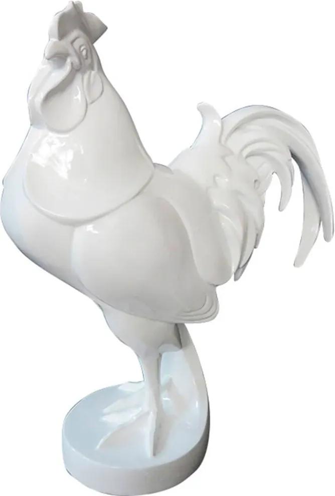 Escultura Noble Rooster Grande Branco em Resina - Urban - 29,5x25,5 cm